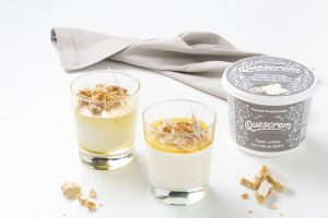 receta mousse rulo de cabra con miel y turrón quescrem